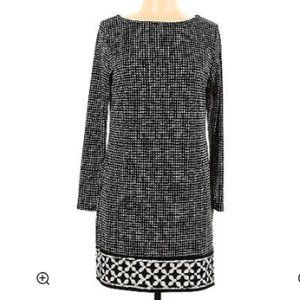 Michael Kors Geometric Black & White Long Sleeve Sheath Dress size 3x NWT